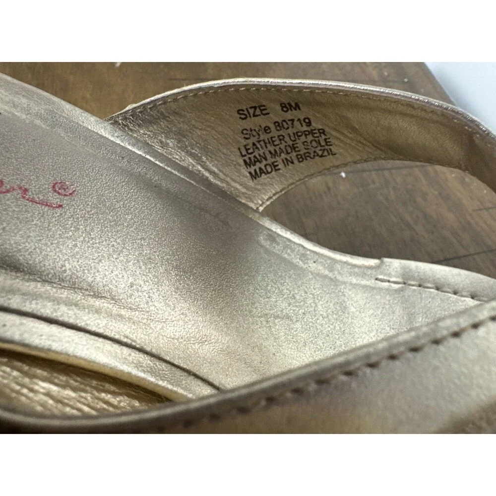 Lilly Pulitzer McKim Gold Metallic Leather Wedge Sandals Women’s 8M Resort